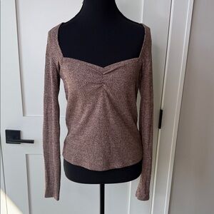 Chic Tan Long Sleeve Women's Blouse